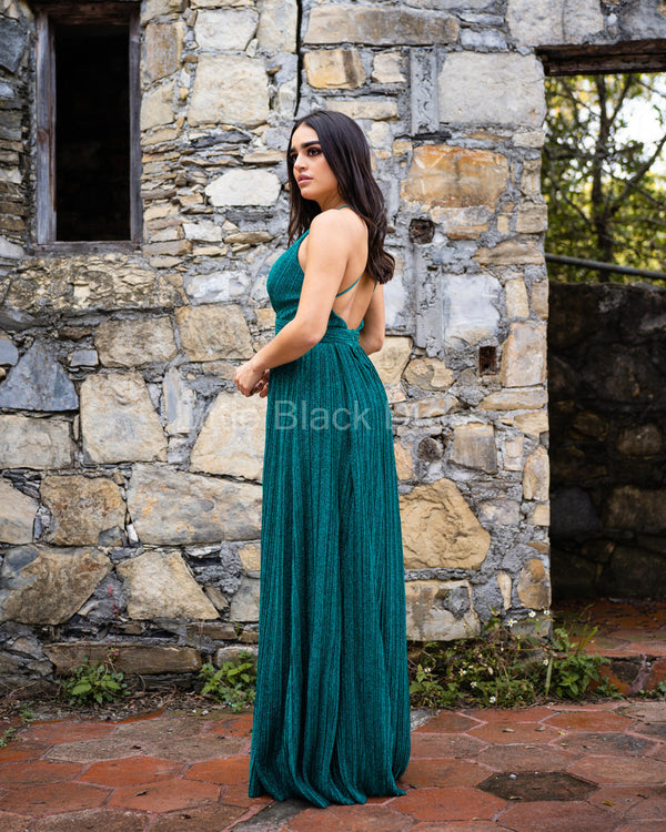 Vestido de fiesta color turquesa escarchado