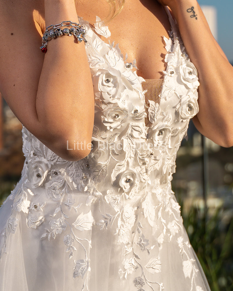 Vestido de novia con bordado 3D